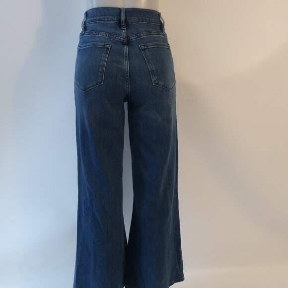 Womens Frame Le Palazzo Temple Blue High-Rise Wide Leg Crop Denim Jean 27 - Picture 7 of 12